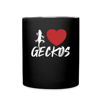 I love Geckos Crested Lizard Gekkota Leopard Gecko - Full Colour Mug - black - Front