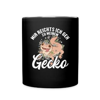 Mir reichts ich geh zu meinem Gecko Crested - Tasse einfarbig - Schwarz - Vorne