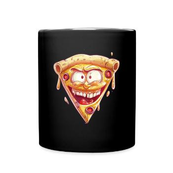 Crazy Pizza With Funny Face - Full Colour Mug - black - Front