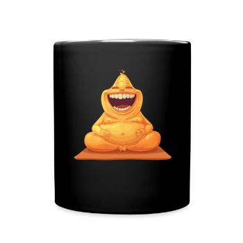 Relaxed Laughing With Yoga Orange Figure - Full Colour Mug - black - Front