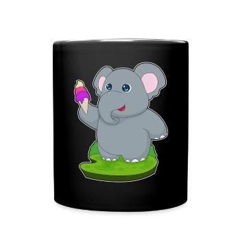 Elefant Waffeleis - Tasse einfarbig - Schwarz - Vorne
