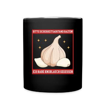 Knoblauch Knoblauchzehe Geschenk - Tasse einfarbig - Schwarz - Vorne