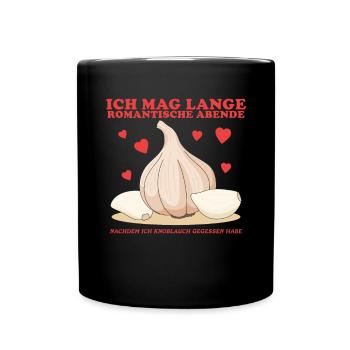 Knoblauch Knoblauchzehen Geschenk - Tasse einfarbig - Schwarz - Vorne