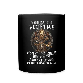 Wikinger Tshirt Viking Valhalla Walhalla Gott Odin - Tasse einfarbig - Schwarz - Vorne