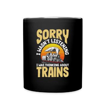 Drôle de Train amant Trains Locomotive cadeau - Mug uni - noir - Devant