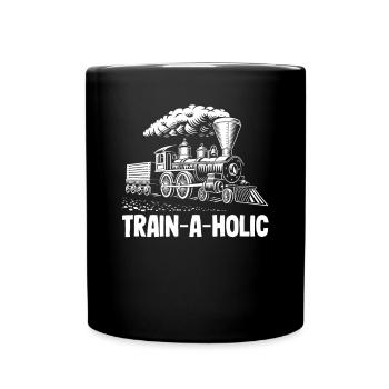 Drôle de Train amant Trains Locomotive cadeau - Mug uni - noir - Devant