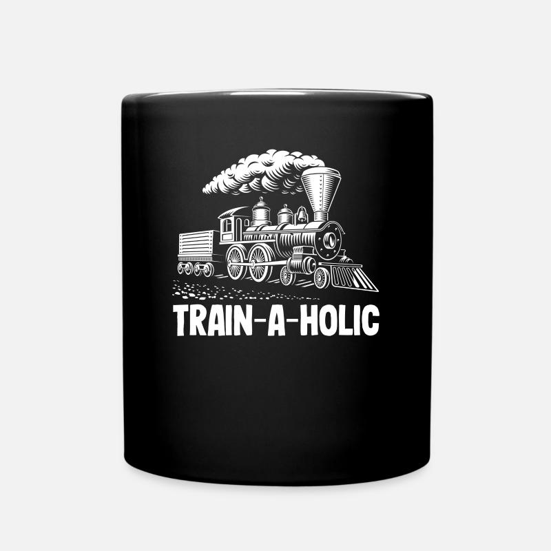Drôle de Train amant Trains Locomotive cadeau - Mug uni - noir