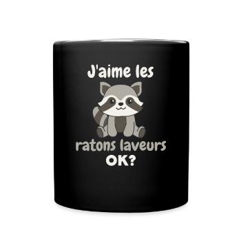 J’aime les ratons laveurs, d’accord ? Raton laveur mignon - Mug uni - noir - Devant
