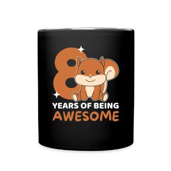 Squirrel for 8th birthday children eight years - Full Colour Mug - black - Front