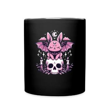 Kawaii Pastel Goth Cute Creepy Hase Fledermaus - Tasse einfarbig - Schwarz - Vorne
