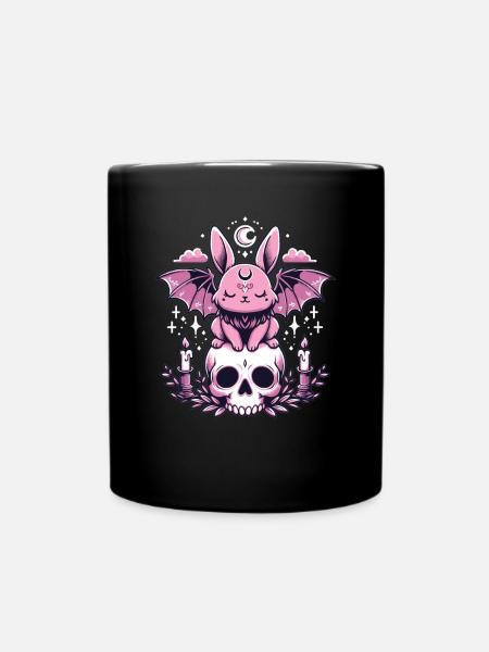 Kawaii Pastel Goth Cute Creepy Hase Fledermaus - Tasse einfarbig - Schwarz