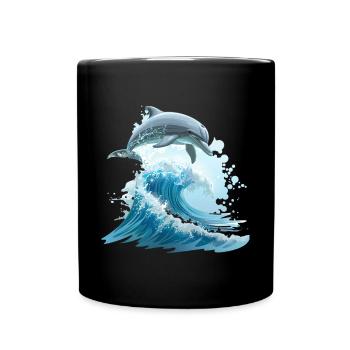 Dolphin Ocean Jump Sea - Full Colour Mug - black - Front