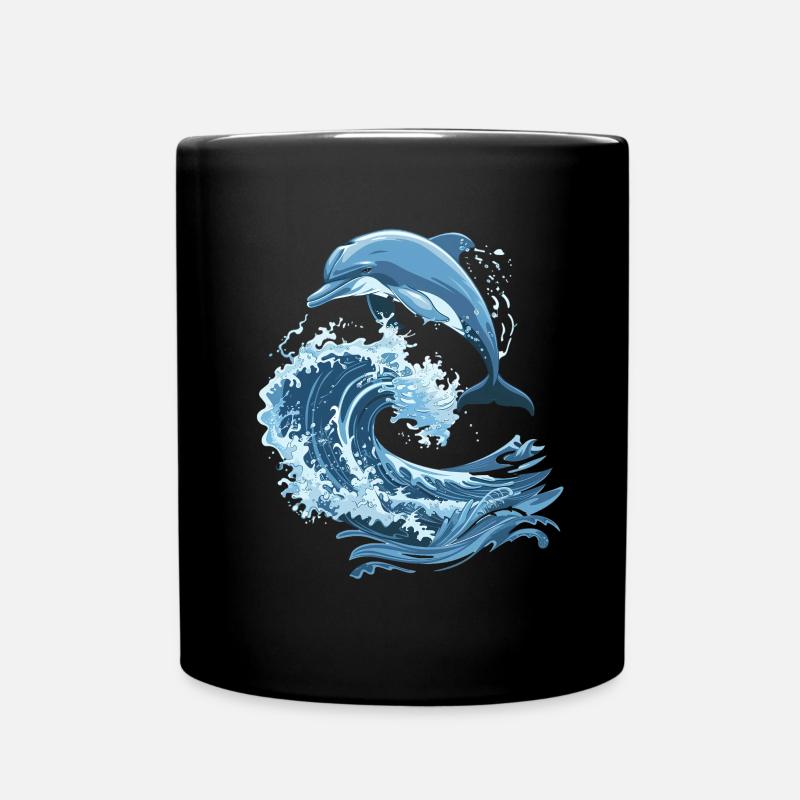 Delfin Meer Wellen - Tasse einfarbig - Schwarz