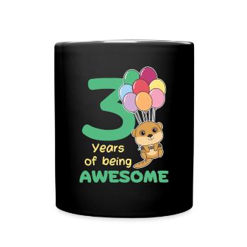Meerkat for 3rd birthday children three years - Full Colour Mug - black - Front