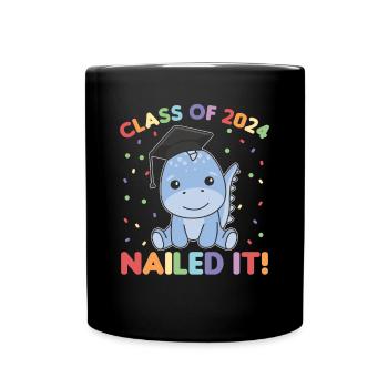 Kids Class of 2024 nailed it Dino - Tasse einfarbig - Schwarz - Vorne