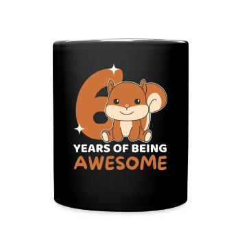 Squirrel for 6th birthday children six years - Full Colour Mug - black - Front