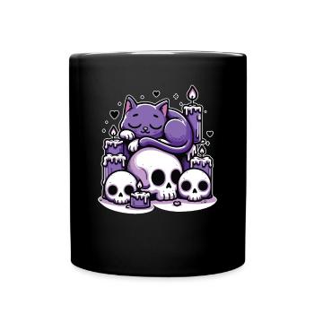Kawaii Pastel Goth Cute Creepy Cat Candles - Full Colour Mug - black - Front