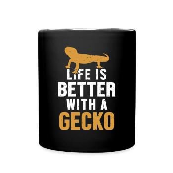 La vie est plus belle avec un Gecko Gekkota à crête - Mug uni - noir - Devant