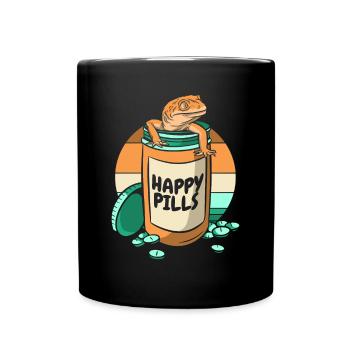Happy Pills Eidechse Gekkota Schopfleopard Gecko - Tasse einfarbig - Schwarz - Vorne