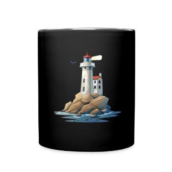 Phare sur la côte rocheuse - Mug uni - noir - Devant