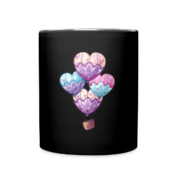 Colorful Hearts Balloons Flying High - Full Colour Mug - black - Front