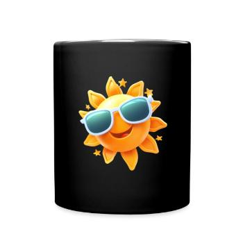 Sunny smile with cool sunglasses - Full Colour Mug - black - Front