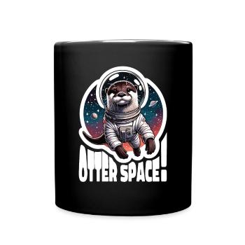 Otter Space Astronaut Weltall Otter Seeotter - Tasse einfarbig - Schwarz - Vorne