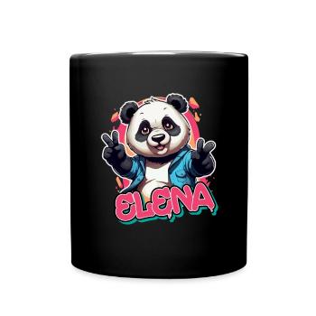 ELENA - Beautiful Girl Name with Cool Panda - Full Colour Mug - black - Front