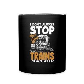 Drôle de Train amant Trains Locomotive cadeau - Mug uni - noir - Devant