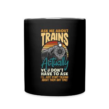 Drôle de Train amant Trains Locomotive cadeau - Mug uni - noir - Devant