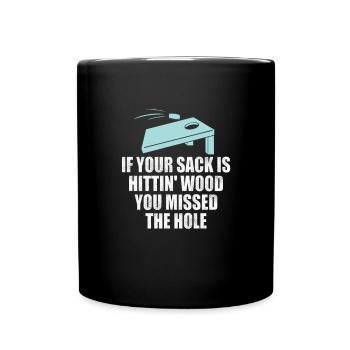 Cornhole Beanbag Sackloch Geschenk - Tasse einfarbig - Schwarz - Vorne