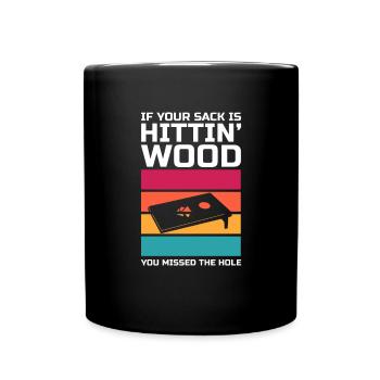 Cornhole Beanbag Sackloch Geschenk - Tasse einfarbig - Schwarz - Vorne