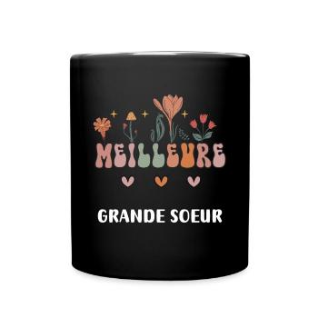meilleure grande soeur fleurs bohème - Mug uni - noir - Devant
