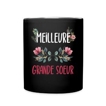 meilleure grande soeur fleurs - Mug uni - noir - Devant