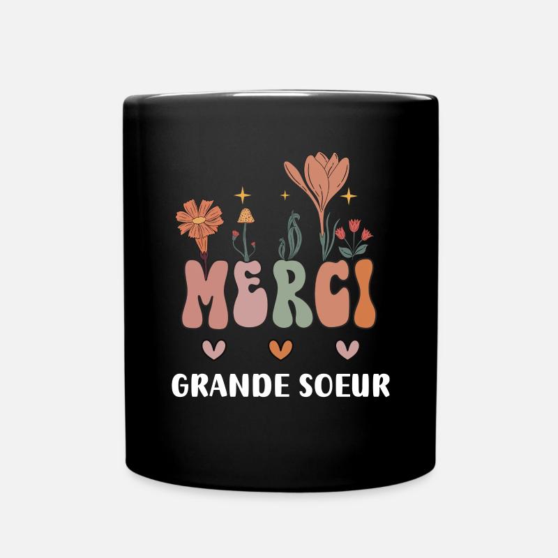 merci grande soeur fleurs bohème - Mug uni - noir