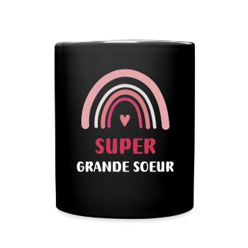 Super große Regenbogen-Schwester - Tasse einfarbig - Schwarz - Vorne