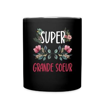 super grande soeur fleurs - Mug uni - noir - Devant
