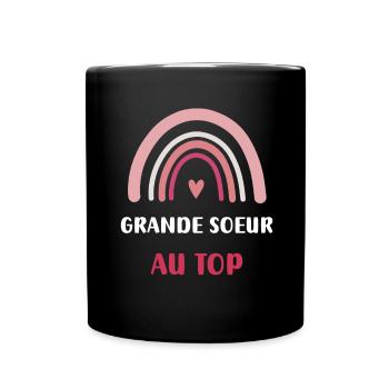 Big sister with rainbow top - Full Colour Mug - black - Front