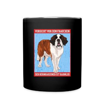 Bernhardiner Frauchen St. Bernhardshund Geschenk - Tasse einfarbig - Schwarz - Vorne
