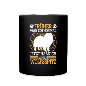 Wolfsspitz war normal Deutscher Wolfsspitz - Tasse einfarbig - Schwarz - Vorne