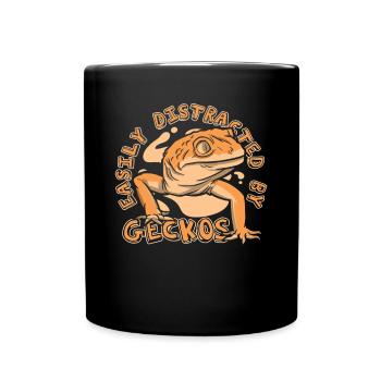 Facilement distrait par le lézard à crête des geckos - Mug uni - noir - Devant