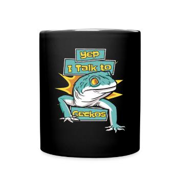 Ich spreche mit Geckos Eidechse Gekkota Schopfleopard - Tasse einfarbig - Schwarz - Vorne