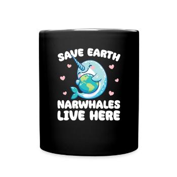 Sauvez la Terre Les narvals vivent ici Jour de la Terre - Mug uni - noir - Devant