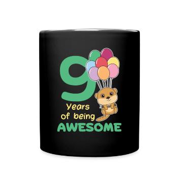 Meerkat for 9th birthday children nine years - Full Colour Mug - black - Front