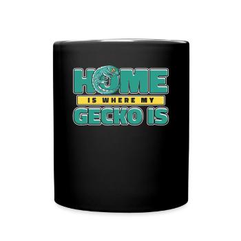 Zuhause ist, wo mein Gecko Schopfeidechsenleopard ist - Tasse einfarbig - Schwarz - Vorne