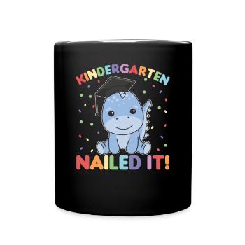 Kids Kindergarten nailed it Dino Graduation - Tasse einfarbig - Schwarz - Vorne