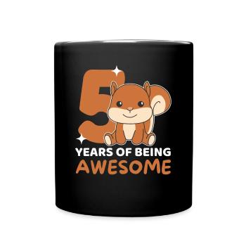 Squirrel for 5th birthday children five years - Full Colour Mug - black - Front