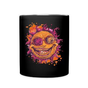 Soleil avec motif de lunettes de soleil cool - Mug uni - noir - Devant