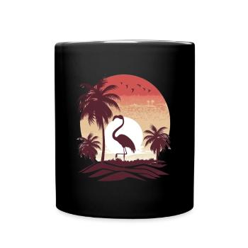 Flamingo Illustration - Tasse einfarbig - Schwarz - Vorne