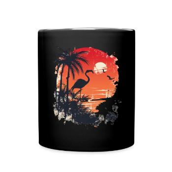 Flamingo Illustration - Tasse einfarbig - Schwarz - Vorne